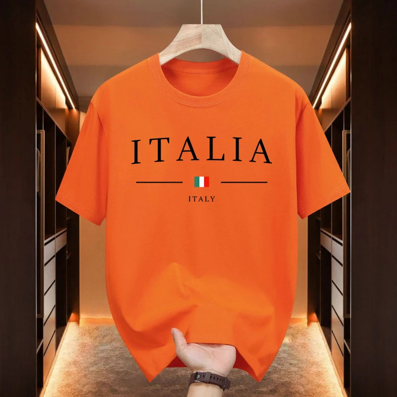 T-Shirt Uomo Manica Corta Italia Maglietta Camicia Maglia Italy 100% Cotone