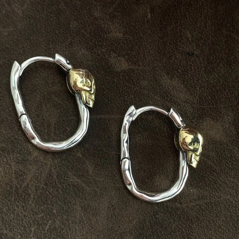 1 Paar Creolen aus 925 sterling Silber Ohrringe Skull Ohrschmuck Ohrstecker
