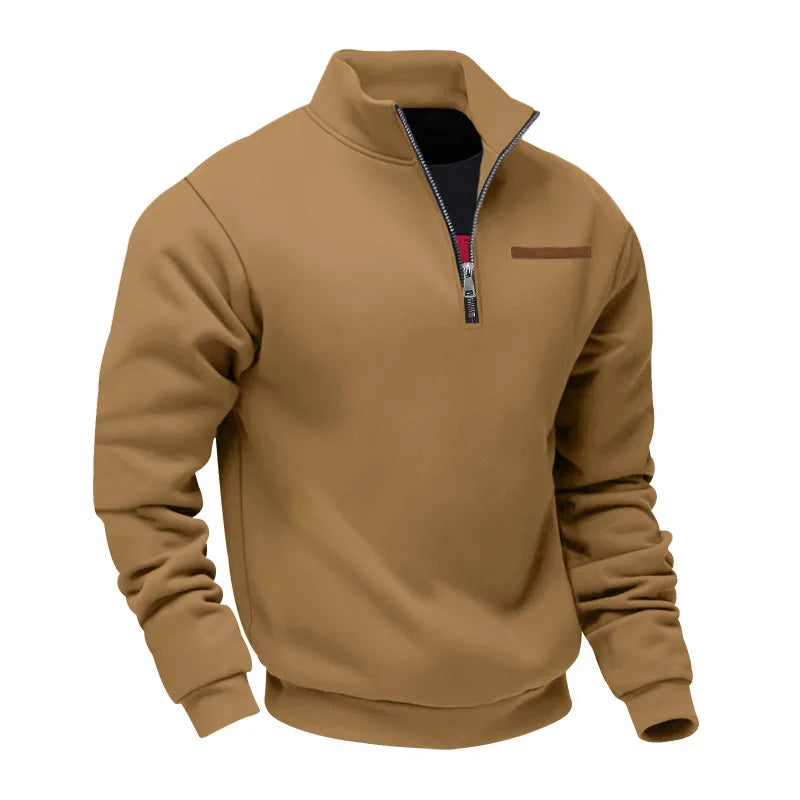Herren Pullover Fleece Sweatshirt Troyer Pulli Sweater Stehkragen Langarmpulli