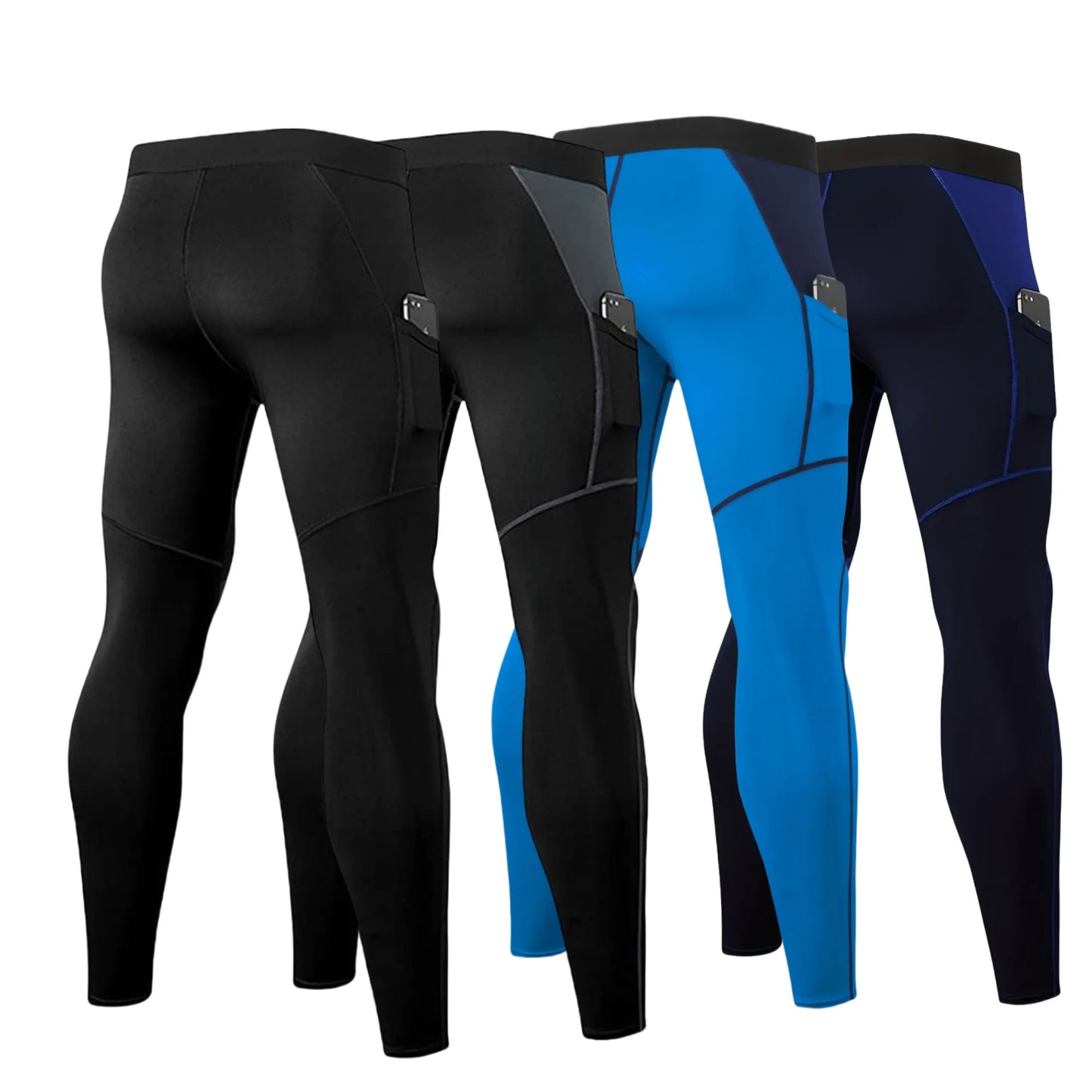 Pantaloni a Compressione da Uomo Leggings Calcio Corsa Palestra Leggins Calza