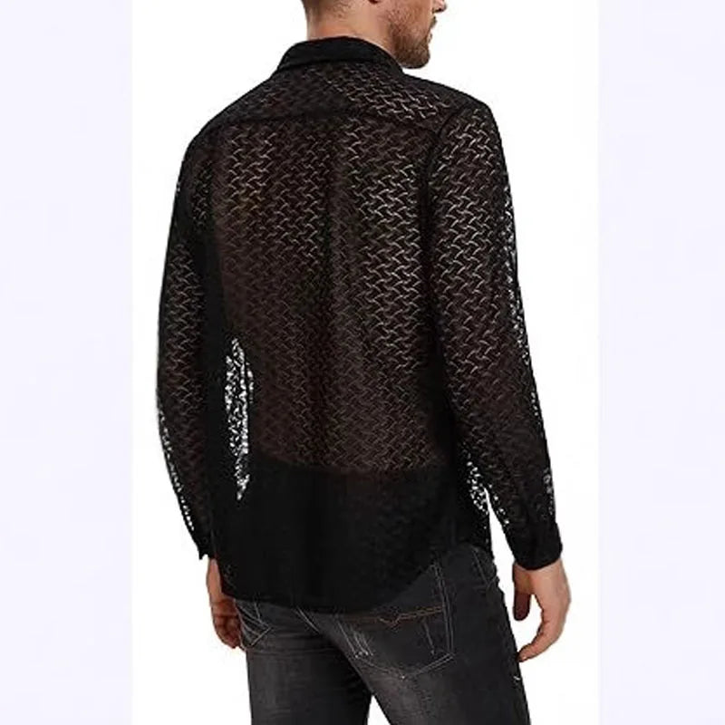 Fetisch Fashion Männer Oberteil Sexy Shirt Herren Body Hemd Transparent Clubwear