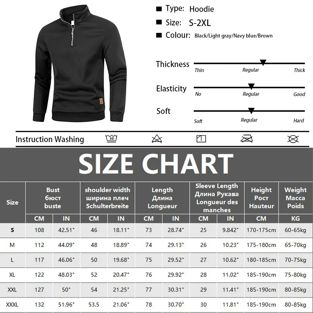 Herren Pullover Sweatshirt Troyer Pulli Sweater Stehkragen Zipper Langarmpulli