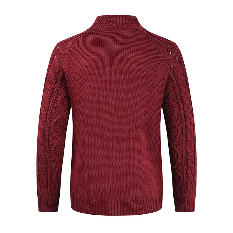 Herren Herbst Jacke Übergangsjacke Sweatjacke Sweater Strickjacke mit Zopfmuster