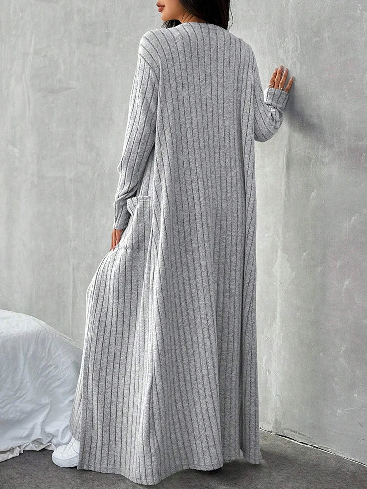 3-teiliges Damen Outfit Strickjacke Jacke Fitnessanzug Freizeitanzug Hausanzug