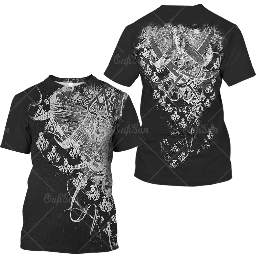 Männer Metal Skull 3D Print T-Shirt Rundhals Unisex Sommer Streetwear Shirt Top
