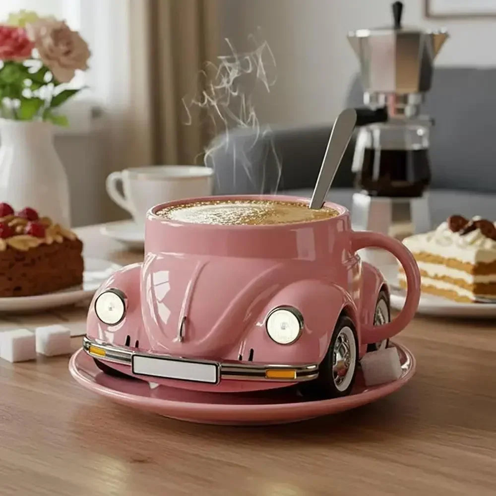 Edelstahl Kaffeebecher Mug VW Beetle-Motiv Kaffeetasse Becher Tasse Geschenk