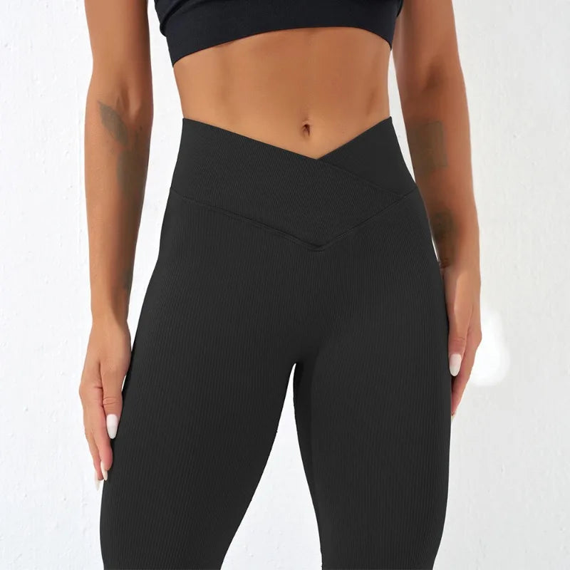 Sexy Schlank Ausgestelltes Hosen Kreuz Taille Legging Frauen Nahtlose Gym Laufen Radfahren Stricken Yoga Stretch Butt Lift Hohe Taille Hosen