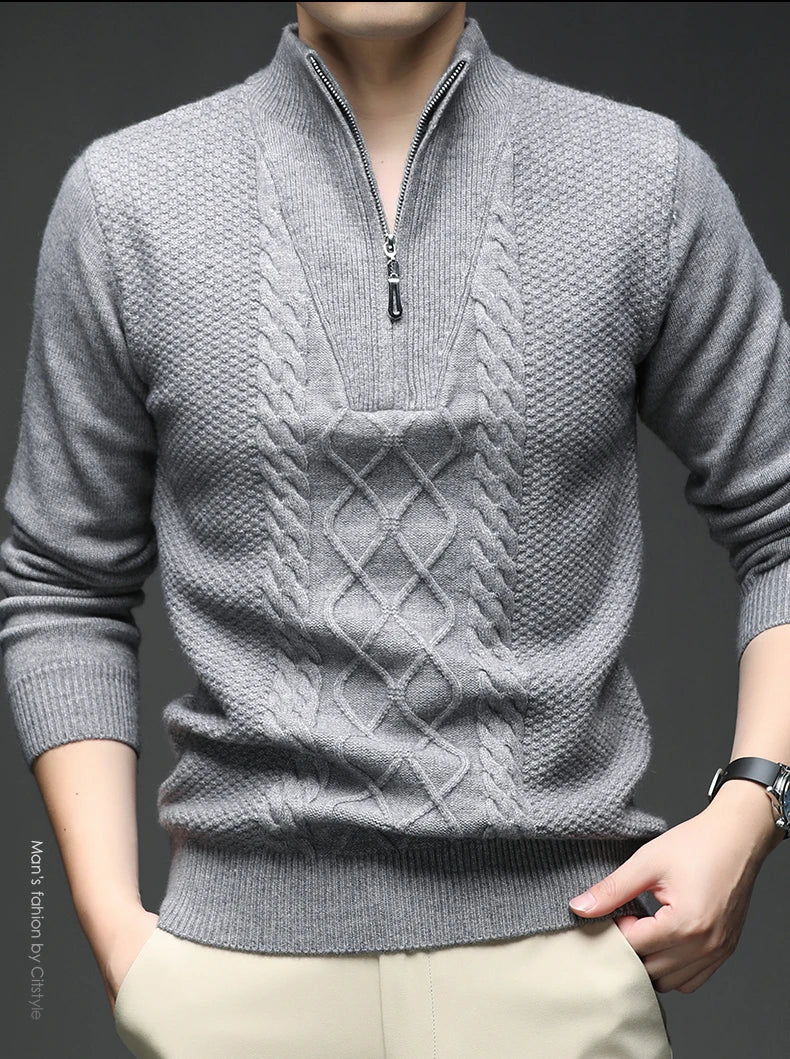 Herren Pullover Sweatshirt Troyer Pulli Sweater Stehkragen Zipper Langarmpulli
