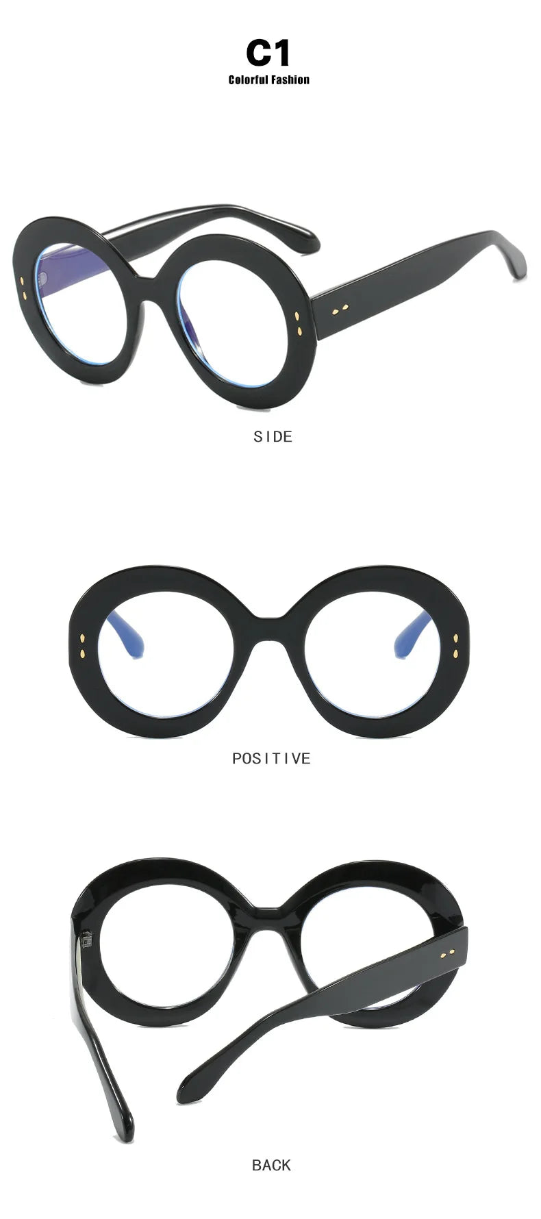 Damen Sonnenbrille Designer Luxus Brille Runde Übergröße Gläser Vintage UV400