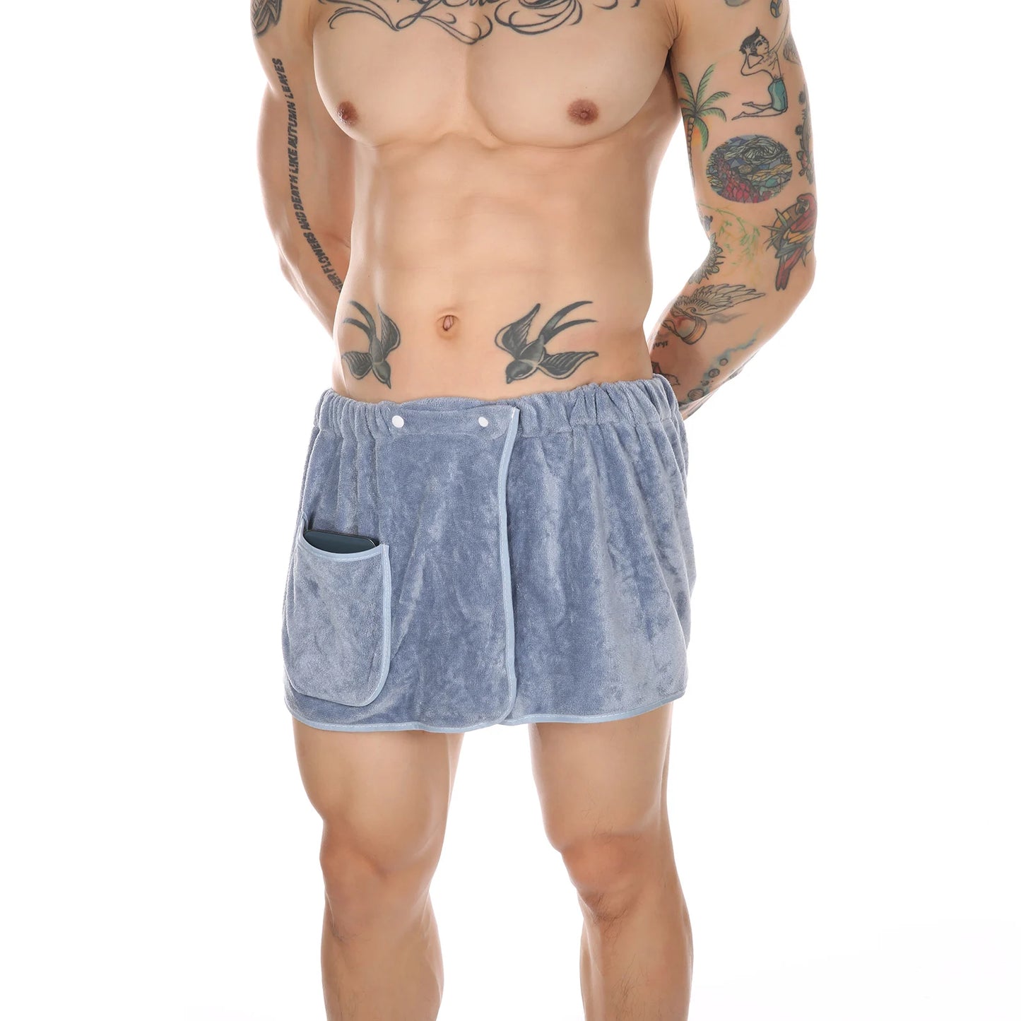 Saunatuch Herren Handtuch Saunakilt Sarong Kilt Wellness Sauna Tuch mit Tasche