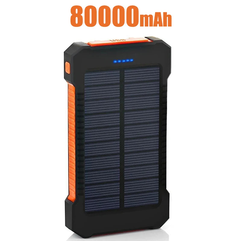 200000mAh Schnell Lade Solar PowerBank 2 USB Externes Phone Ladegerät Outdoor