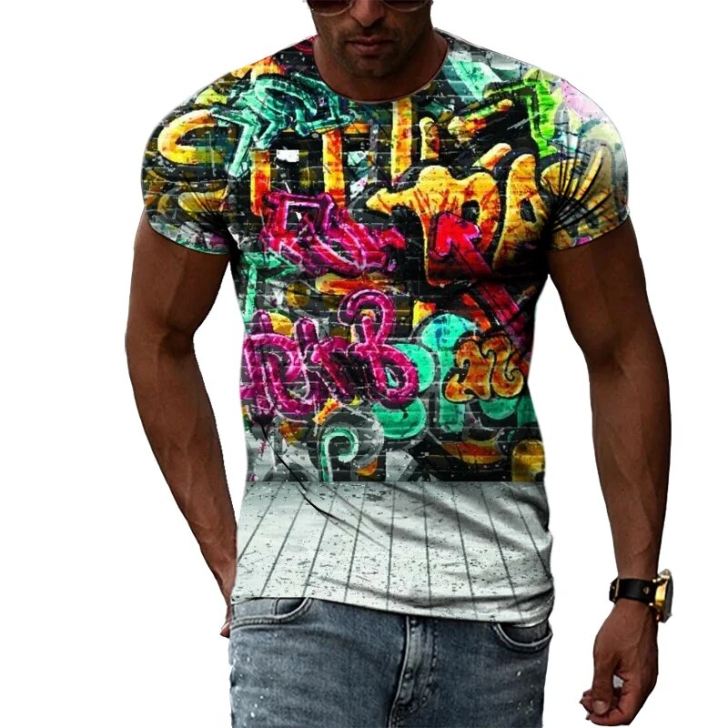 Herren Fashion Vintage 3D T-Shirt Rundhals Unisex Sommer Streetwear