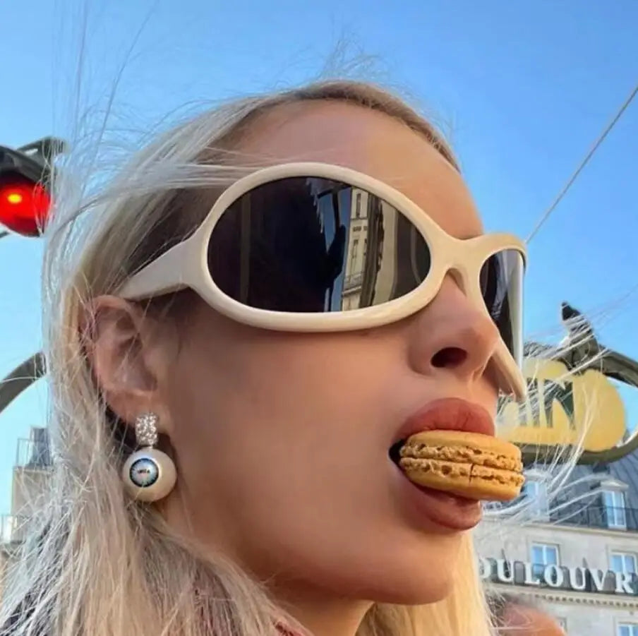 Luxus Sonnenbrille Damen Brille übergroße futuristische Gläser UV400-Schutz