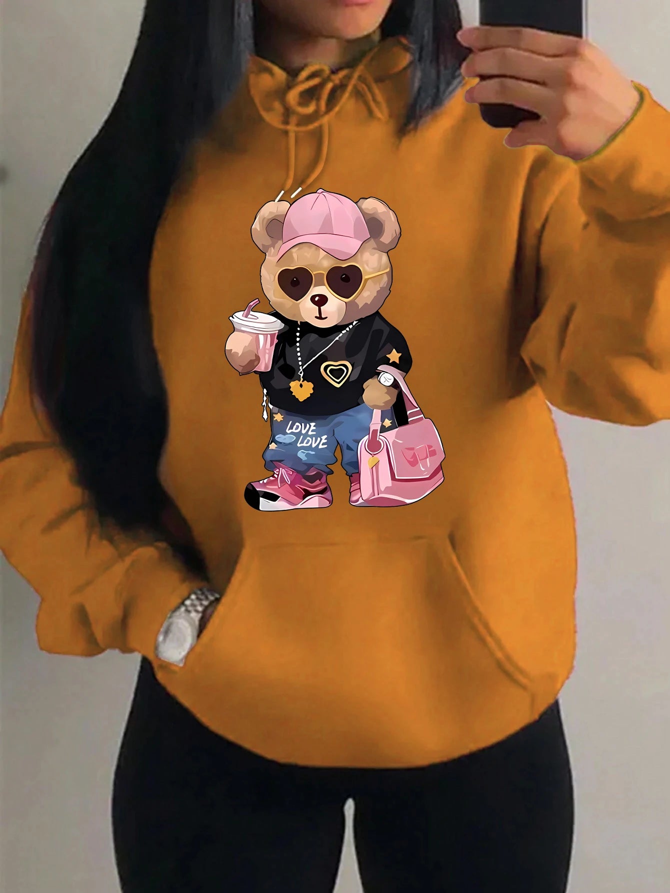 Teddybär Kapuzenpullover Sweatshirt Fleece Hoodie Pulli Damen Kapuzenpulli Shirt