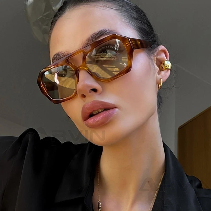 Damen Sonnenbrille Designer Luxus Brille Quadratische Übergröße Gläser Vintage