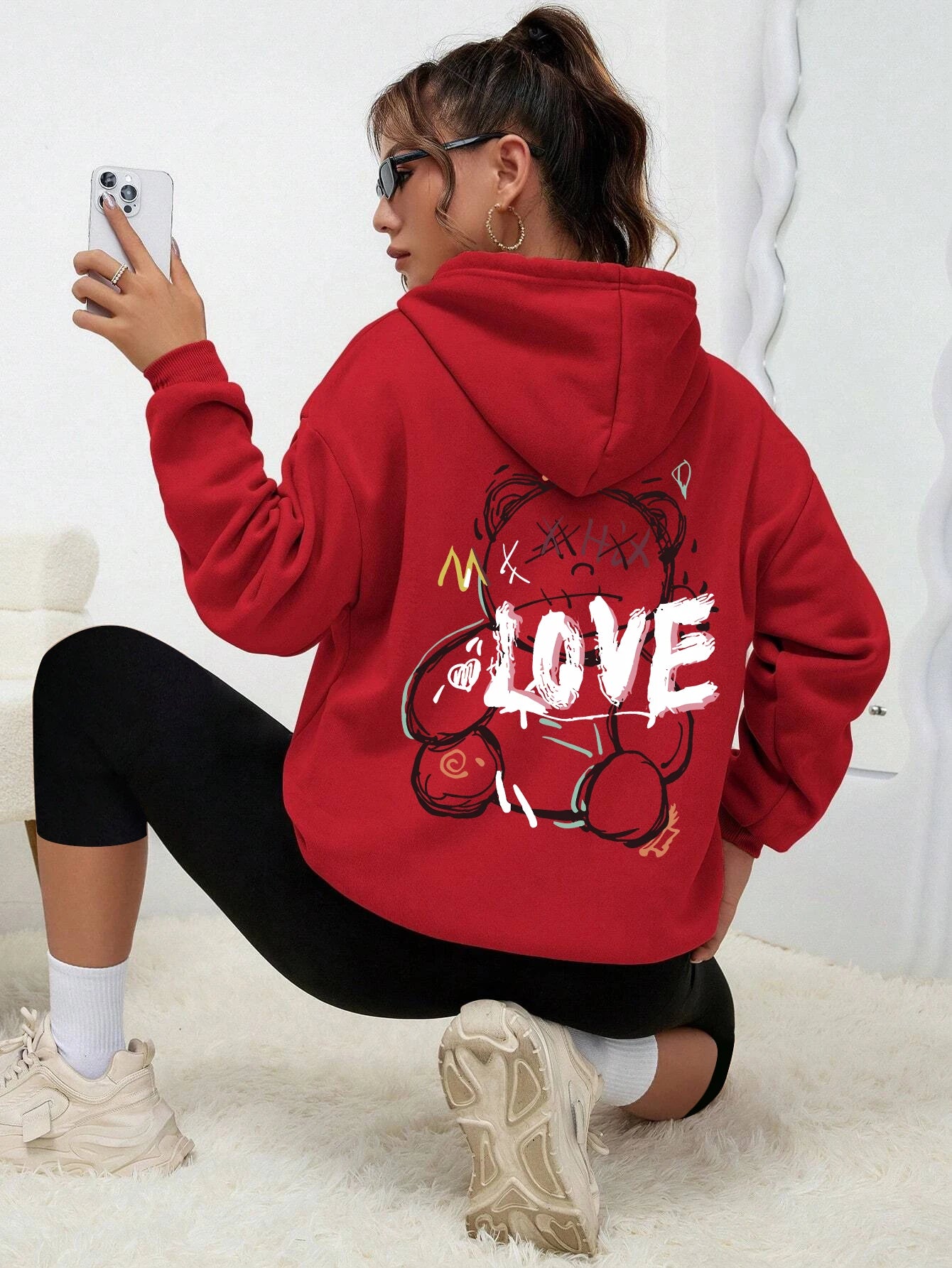Teddybär Kapuzenpullover Sweatshirt Fleece Hoodie Pulli Damen Kapuzenpulli Shirt