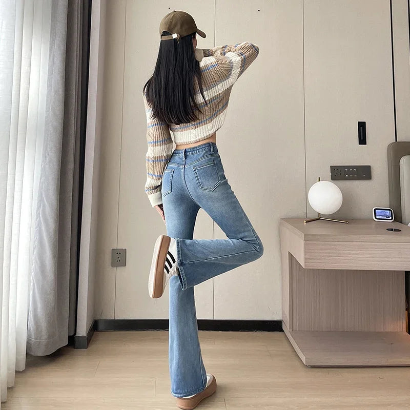 Damen Winter Warm Thermo Jeans Hose Innenfleece Stretch Hosen Leggins Denim