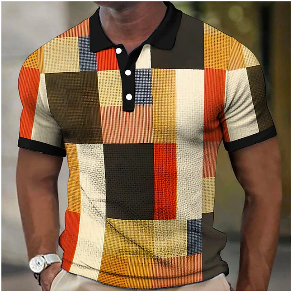 Herren Poloshirt POLO Shirt Zip Kontrast Kragen Kurzarm Slim Fit Hemd Polohemd