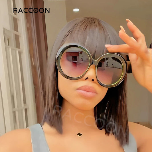 Damen Designer Luxus Brille Sonnenbrille Runde Übergröße Gläser Vintage