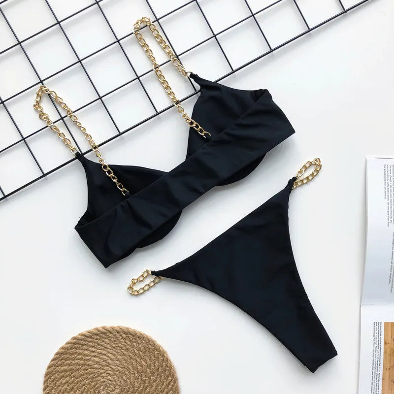 Frauen Bademode High Cut Bikini Set Sexy Push Up Badeanzug Damen Tanga Swimwear