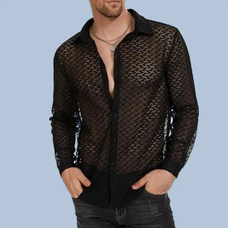 Fetisch Fashion Männer Oberteil Sexy Shirt Herren Body Hemd Transparent Clubwear