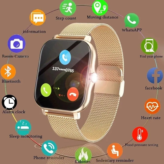 Frauen Smart Watch Männer Farbdisplay Full Touch Fitness Tracker Bluetooth Damen