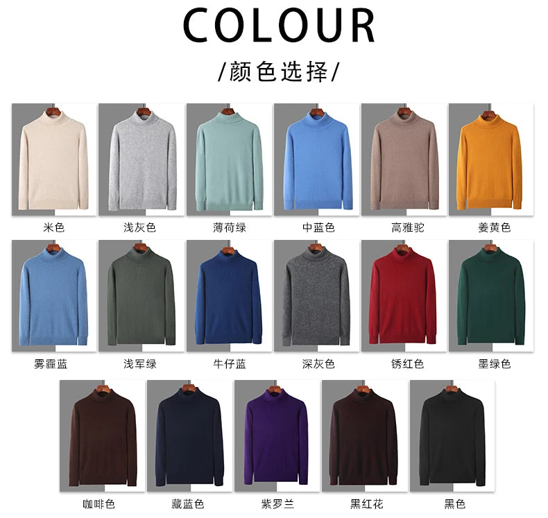 Herren Rollkragen Pullover Sweatshirt Langarm Pulli Sweater Shirt 100% Kaschmir