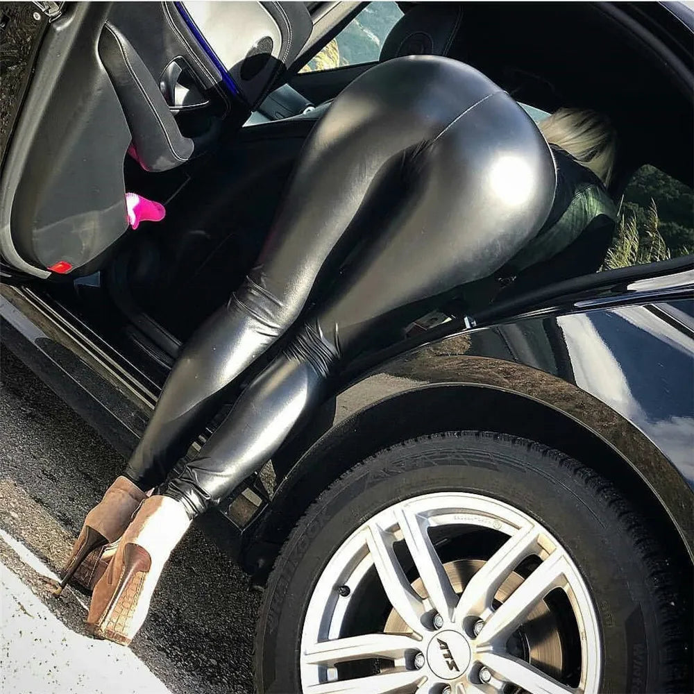 Heiß verkaufte Damen hosen Herbst sexy Slim Fit hoch taillierte Pu-Leder-Leggings große Hotsweet-Bleistift hose für Frauen