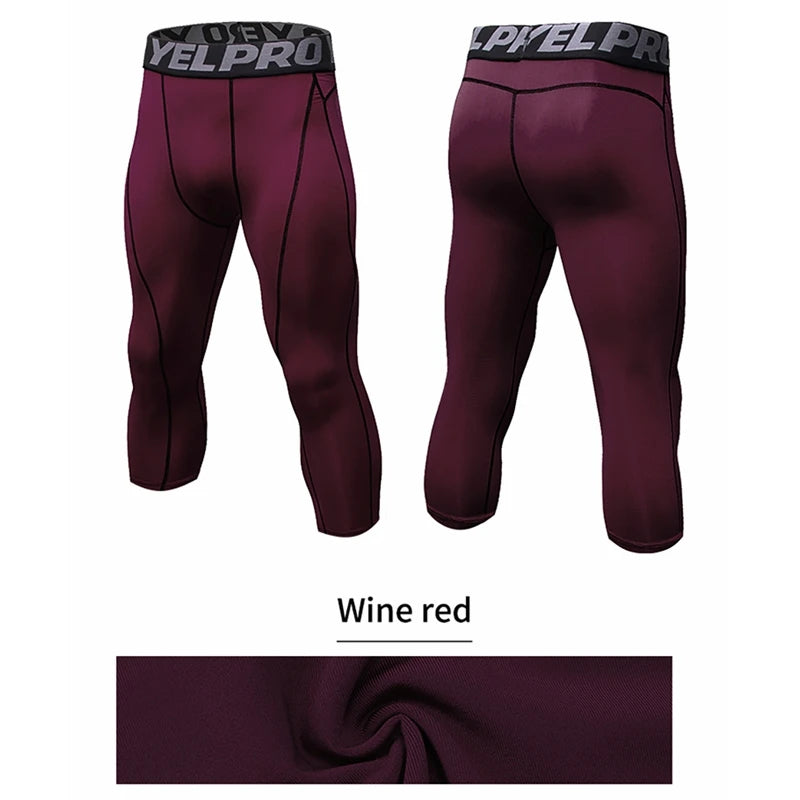 Pantaloni a Compressione da Uomo Leggings Calcio Corsa Palestra Leggins Calza
