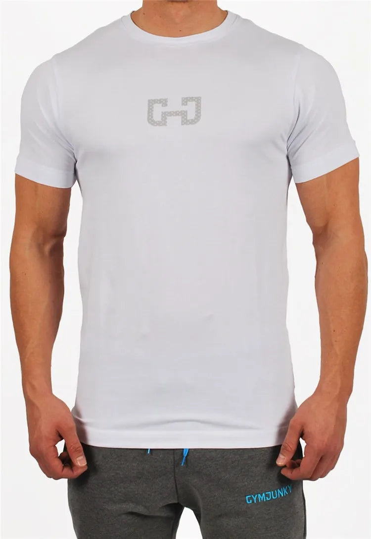 Männer Mode T Shirt Männer Tops Sommer Fitness Bodybuilding Kleidung Muscle Männlichen Shirts Baumwolle Slim Fit Tees