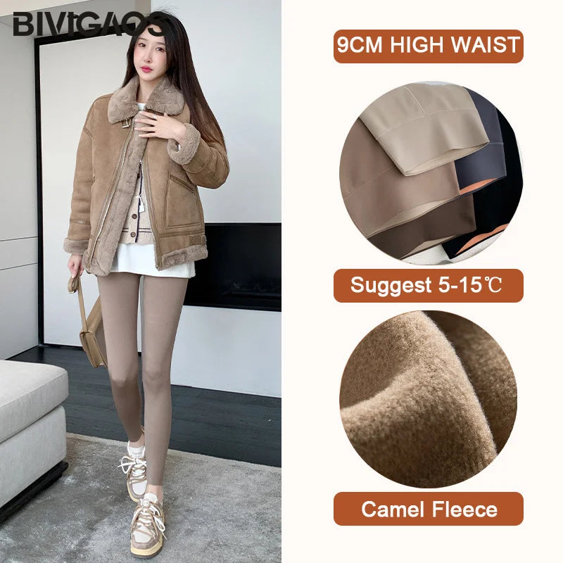 Frauen Hose Winter Warm Thermohose Innenfleece Blickdichte Strumpfhose Leggins