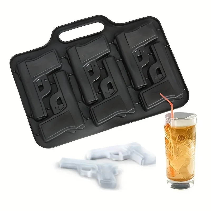3D Silikon Eiswürfelform Pistole Gun Party Eiswürfel Cocktails Eiswürfelschale