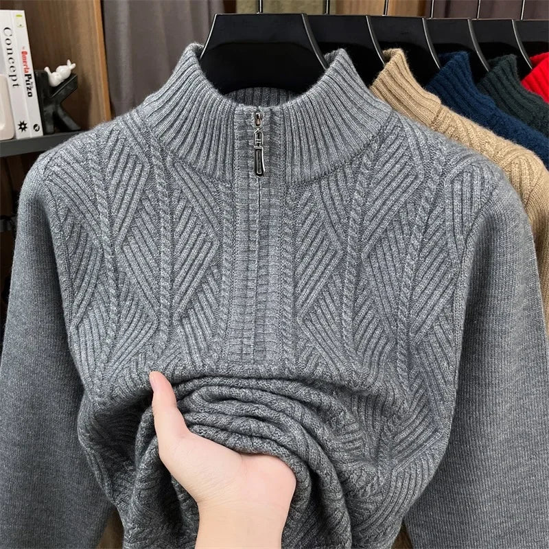 Herren Pullover Sweatshirt Troyer Pulli Sweater Stehkragen Zipper Langarmpulli