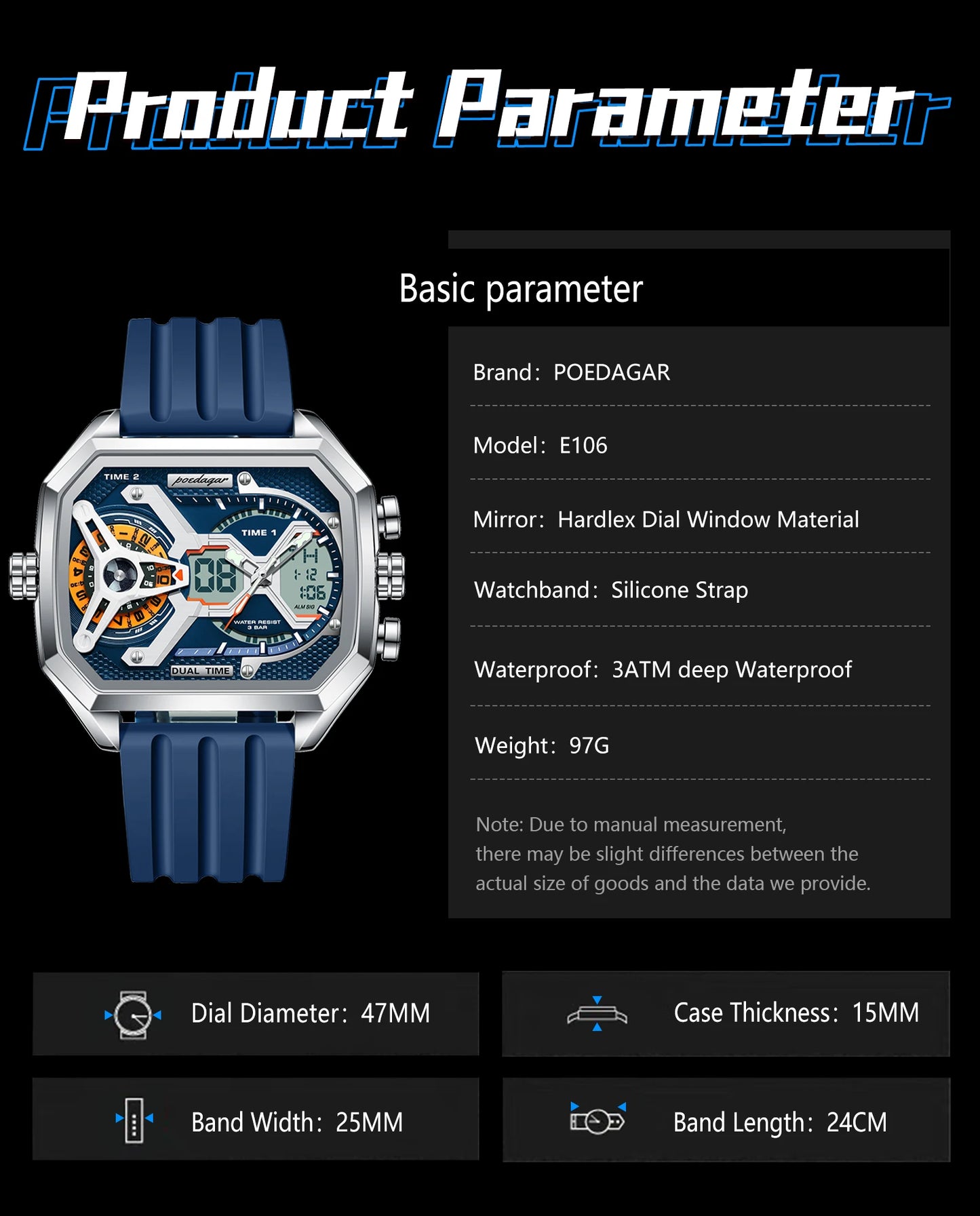 Orologio Uomo Quarzo Acciaio Inossidabile Orologio digitale Cronografo sportivo