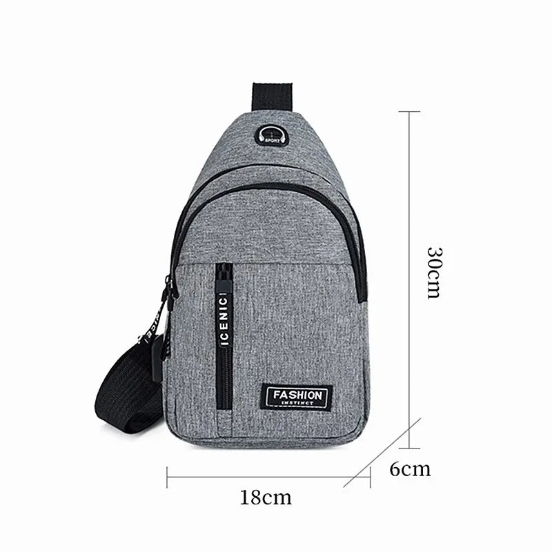 Zaino Monospalla Borsa Da Petto Marsupio Per Uomo Borsello Moto con Porta USB