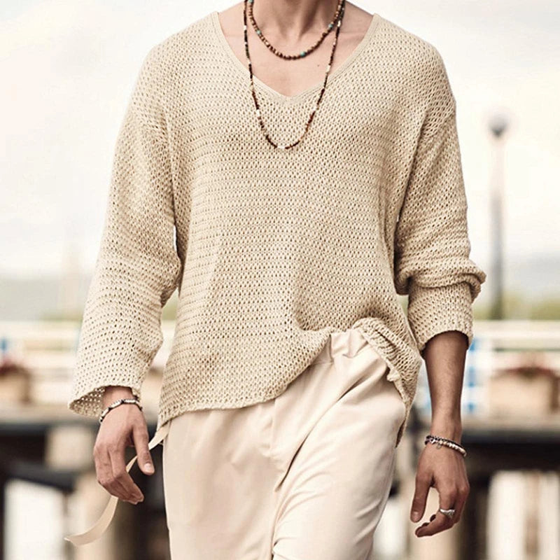 Herren Pullover Sweatshirt Leichter Pulli Sweater Langarm Shirt Strickpullover