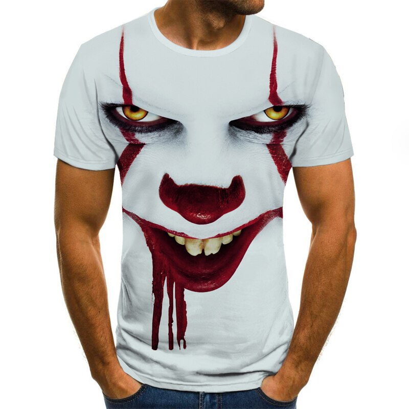 Herren Fashion Vintage  Joker 3D T-Shirt Rundhals Unisex Sommer Streetwear