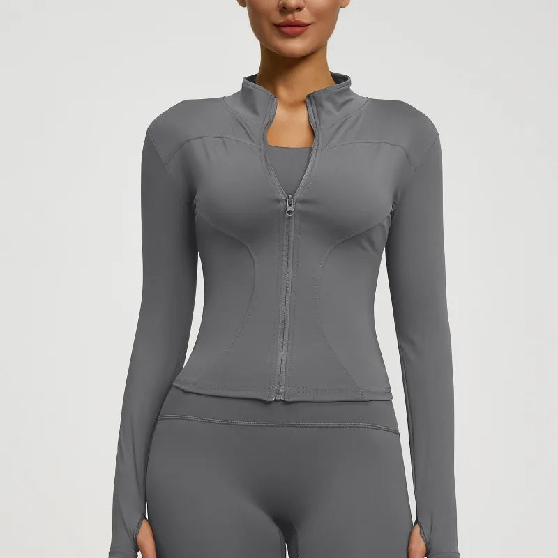 Damen kurze Sportjacke Sweatshirt Fitness Gym Jacke Yogajacke Yoga Sportswear