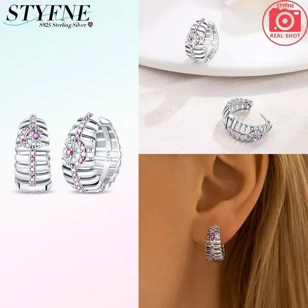 Creolen 925 Silber Ohrringe Zirkonia | Hypoallergen | Luxus Ohrstecker Geschenk