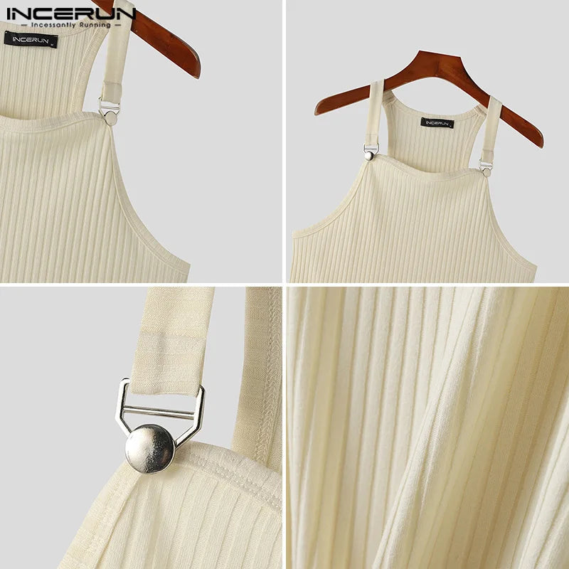Incerun Tops 2024 koreanischen Stil neue Herren gestrickte Pit Strap Westen Sommer lässig Streetwear Persönlichkeit ärmellose Tanktops S-5XL