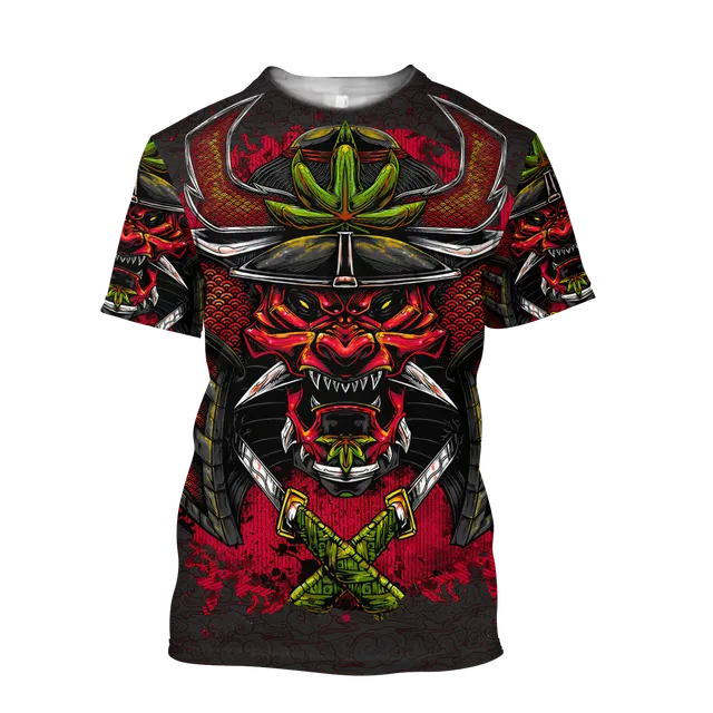 Herren Samurai Oversized 3D T-Shirt Rundhals Unisex Sommer Streetwear