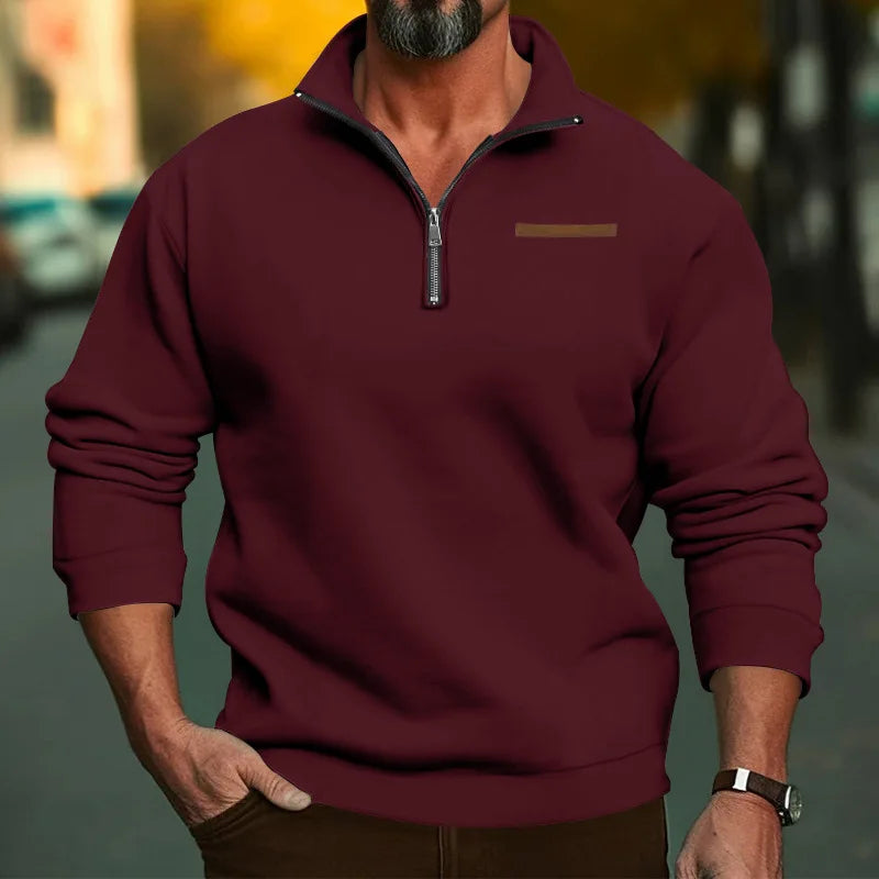 Herren Pullover Sweatshirt Troyer Pulli Sweater Stehkragen Zipper Langarmpulli