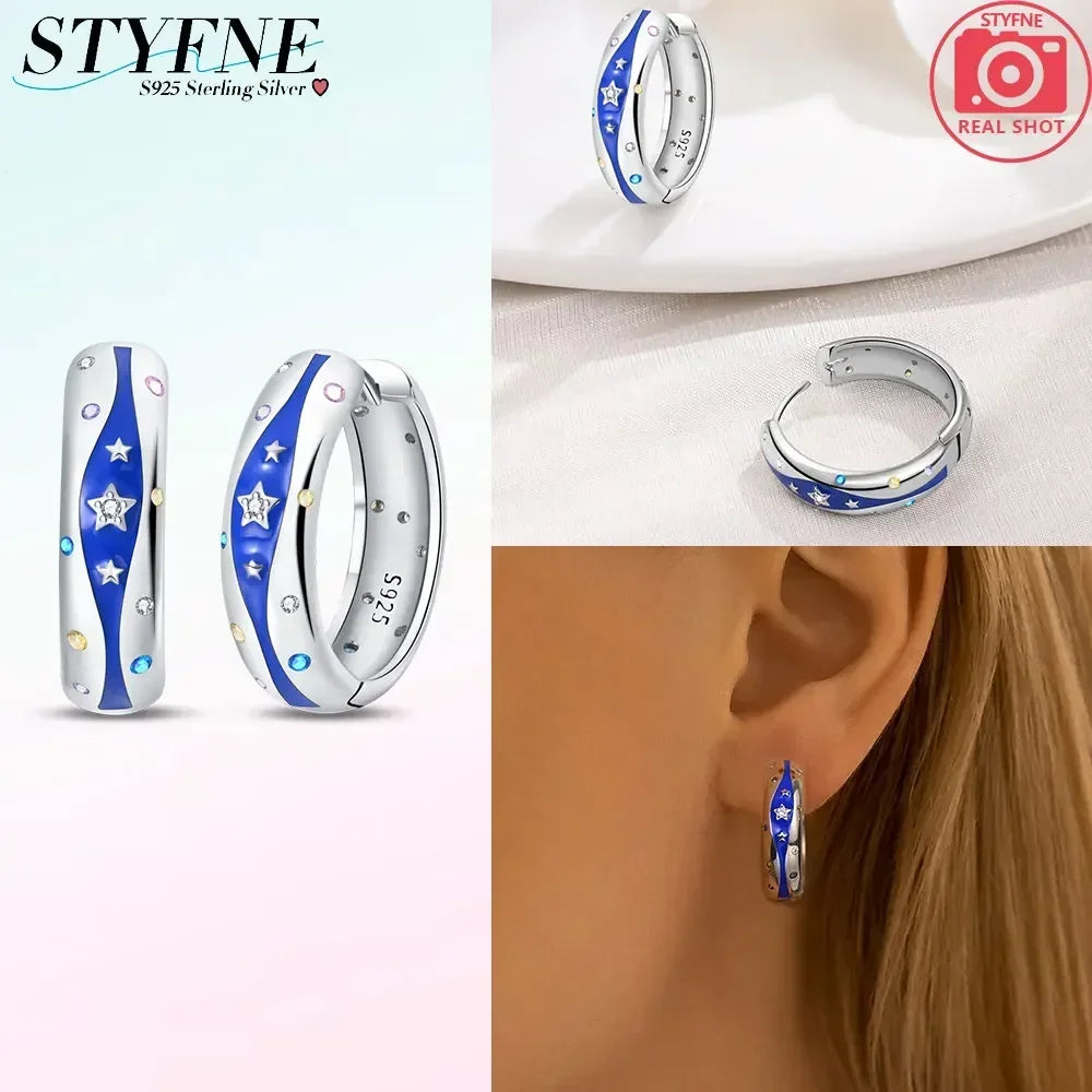 Creolen 925 Silber Ohrringe Zirkonia | Hypoallergen | Luxus Ohrstecker Geschenk