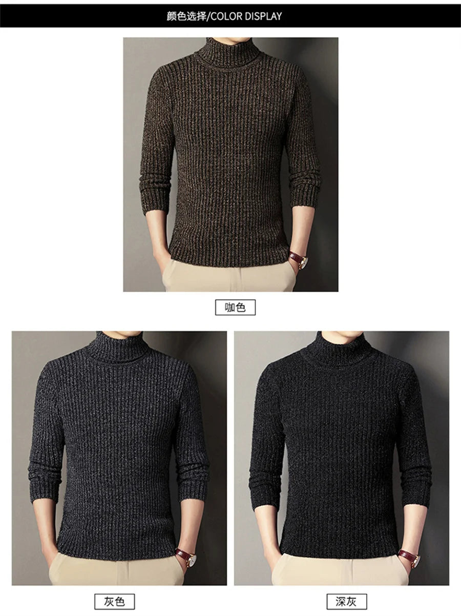 Herren Rollkragen Pullover Sweatshirt Pulli Zipper Sweater Shirt Langarmshirt
