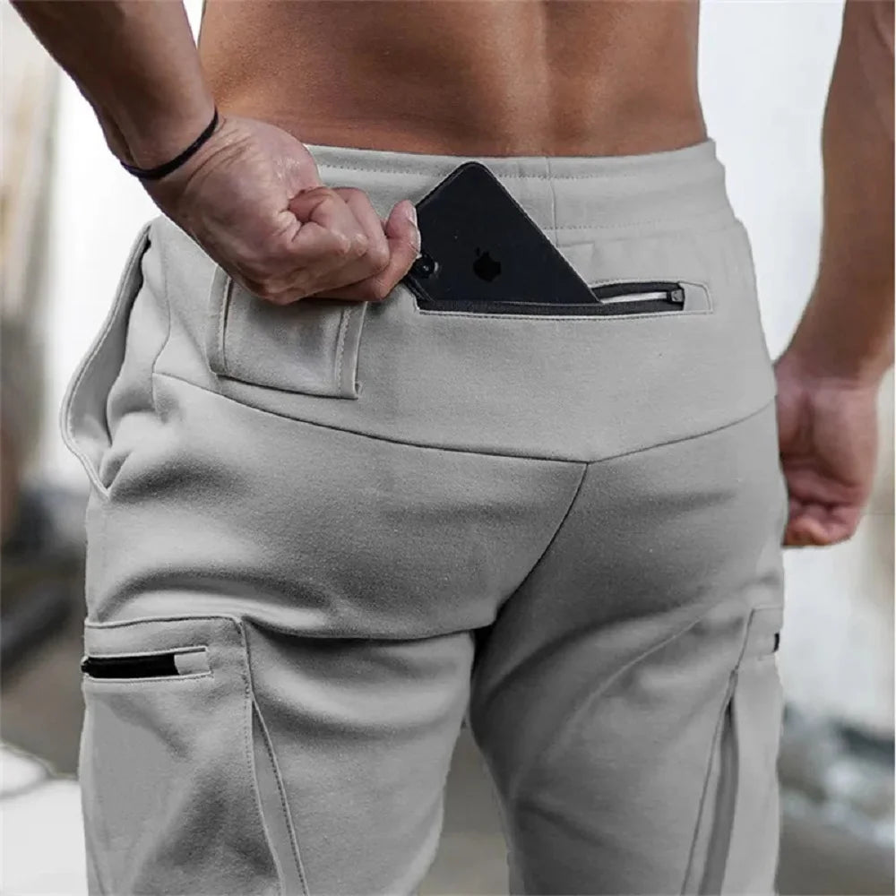 Herren Sporthose Jogger Jogginghose Sweatpants Trainingshose Cargo Hose mit Zip