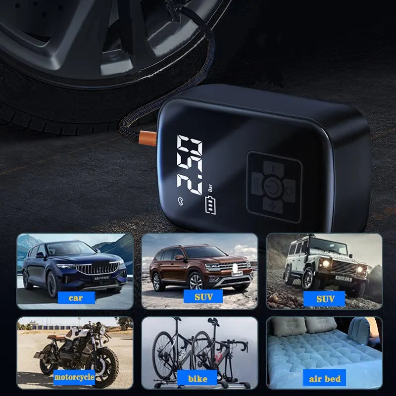 LCD Elektrische Akku Luftpumpe Auto Reifen Druckluft Fahrrad Kompressor 150 PSI