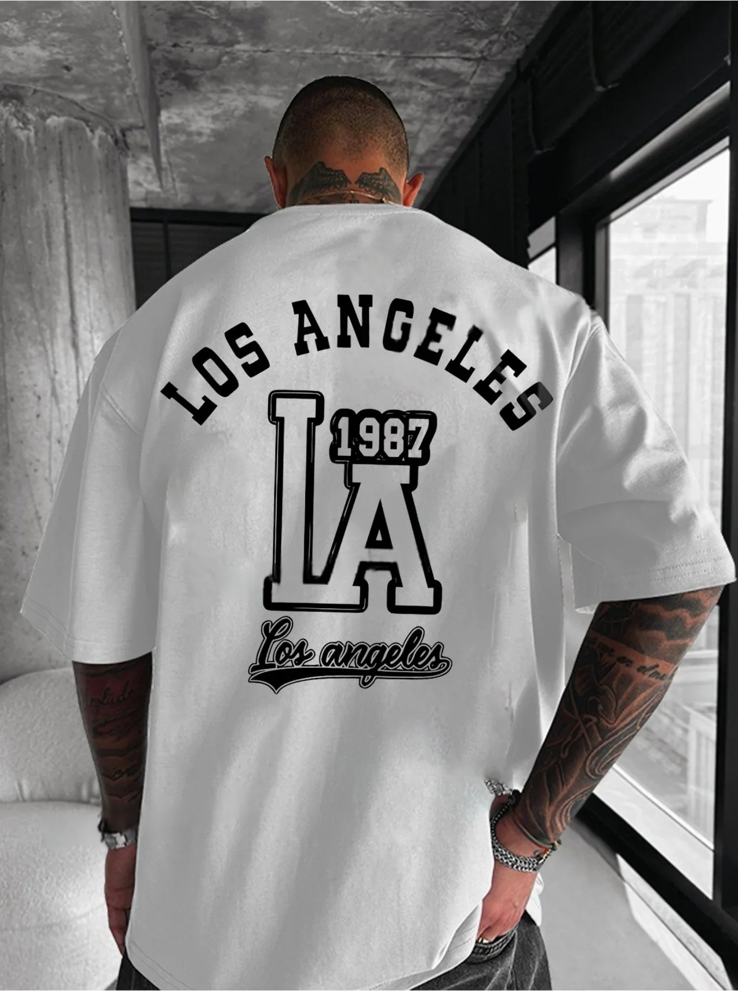 Herren T-Shirt Los Angeles Shirt Rundhals Streetwear Tank Top Hemd Polohemd