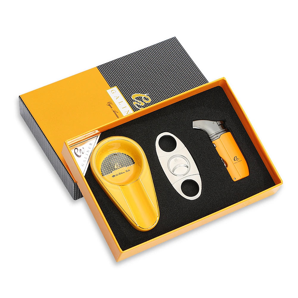 Reise Aschenbecher Zigarrenschneider Torch Jet Flame Feuerzeug Set Mit Box