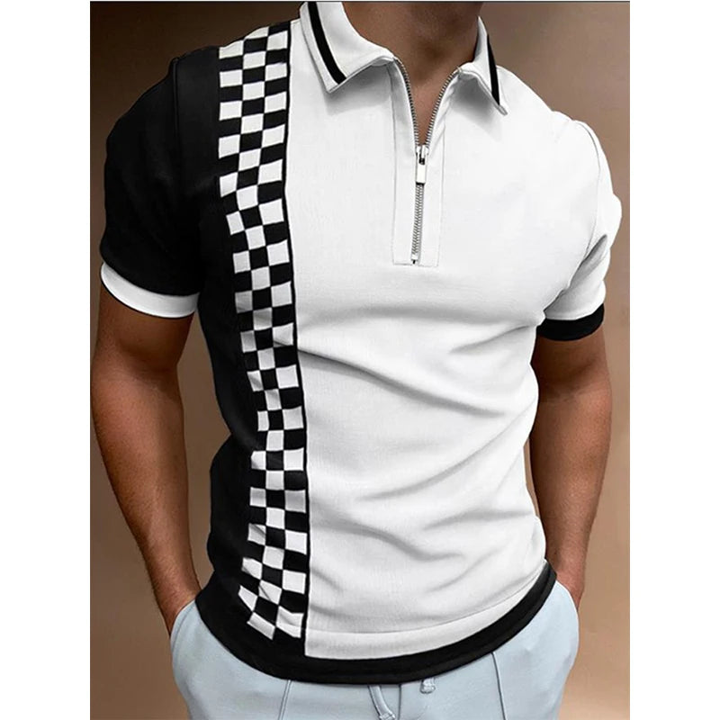 Herren Fashion Poloshirt POLO Shirt T-Shirt Kurzarm Zipper Hemd Polohemd NEU