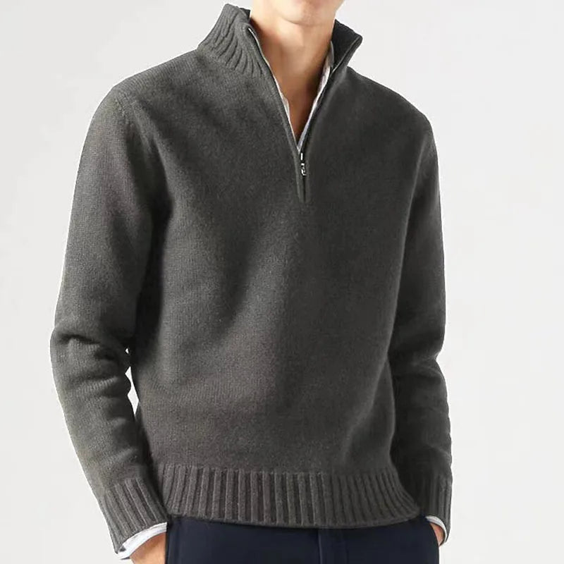 Herren Pullover Sweatshirt Troyer Pulli Sweater Stehkragen Zipper Langarmpulli